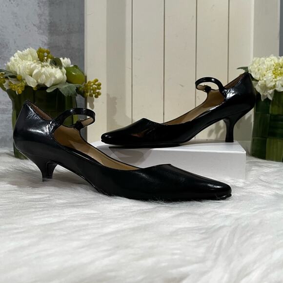 NEW LRL Ralph Lauren Leather Buckle Mary Jane Kitten Heel Almond Toe Pumps 5.5 - Picture 9 of 16